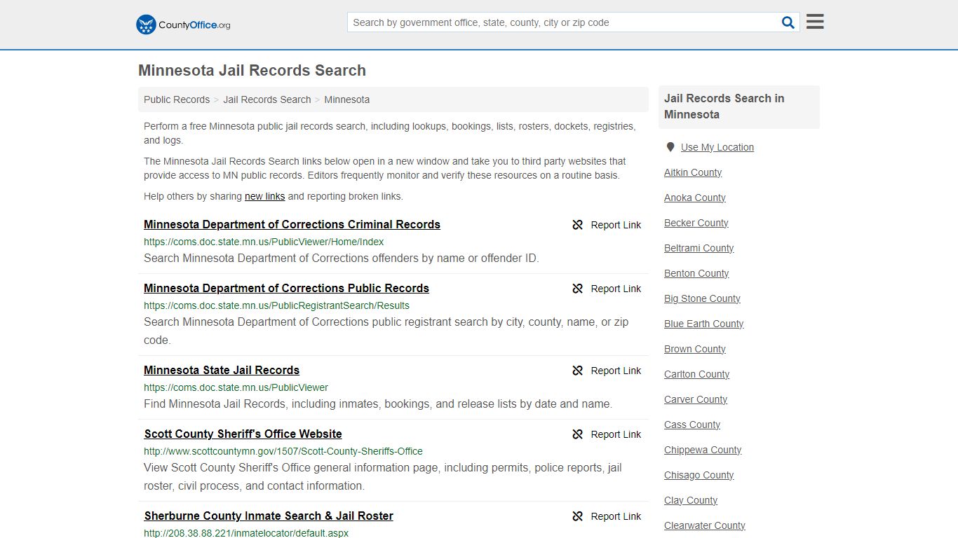 Jail Records Search - Minnesota (Jail Rosters & Records) - County Office